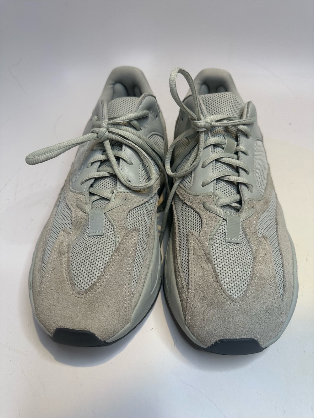 Yeezy Men’s Light Gray Suede & Mesh Sneakers
